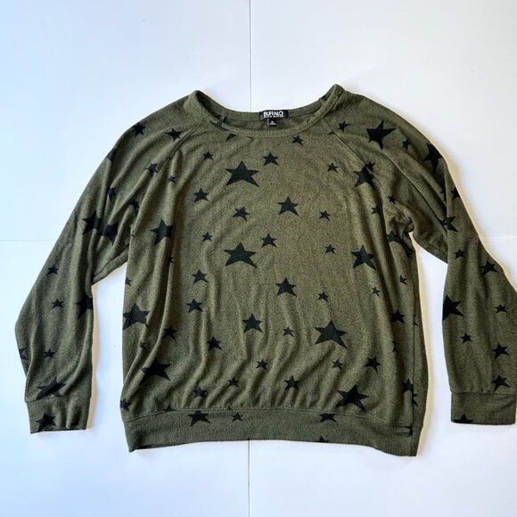 Buffalo David Bitton Sweater Women's XL Green Black Stars Pullover Super Soft - Picture 2 of 10